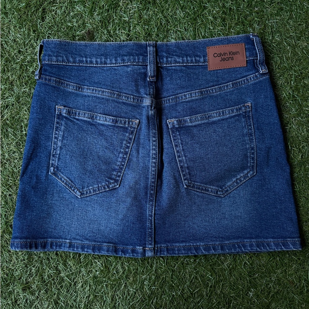 Calvin Klein Dark-Wash Mini Skirt